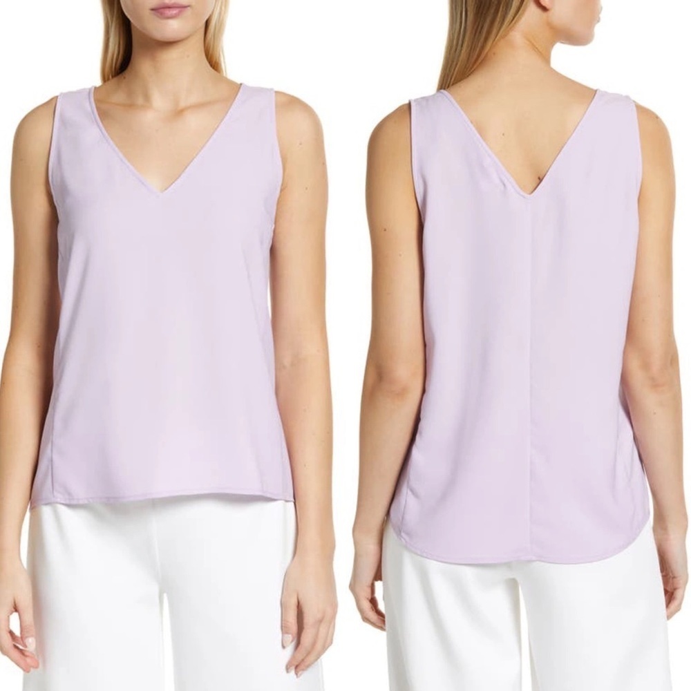 Nordstrom V-Neck Tank Purple Bloom Lavender Size XL Layering Shell‎ Top Blouse